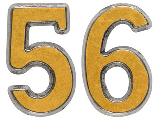 Metal numeral 56, fifty-six, isolated on white background