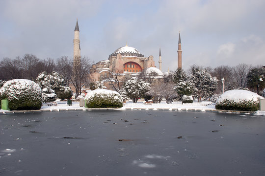 Hagia Sophia Museum at Snowy Winter