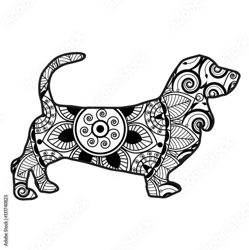 Download "Vector illustration of a dog mandala for coloring book ...