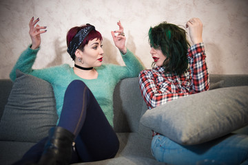 Young women couple talking with empathy