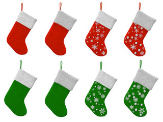 Set of realistic christmas socks 3d illustration