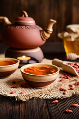 Fototapeta premium A cup of antioxidant Goji berries tea