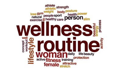 Wellness routine animated word cloud.