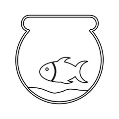 cute fish mascot in aquarium isolated icon vector illustration design