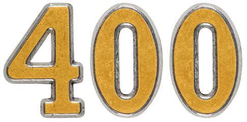 Metal numeral 400, four hundred, isolated on white background