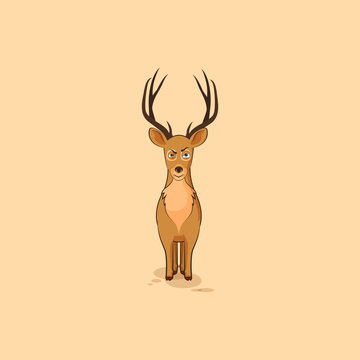 Illustration isolated Emoji character cartoon deer sticker emoticon with angry emotion for site