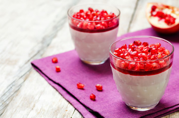 Pomegranate mousse in a glass