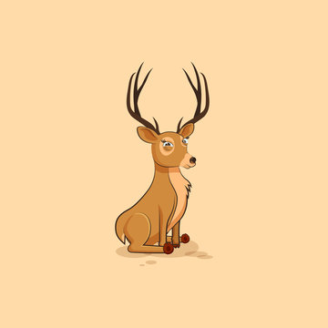 Illustration isolated emoji character cartoon deer squints and looks suspiciously sticker emoticon for site