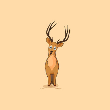 Illustration isolated emoji character cartoon deer surprised with big eyes sticker emoticon for site
