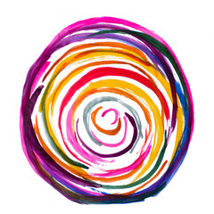 Fototapeta na wymiar handmade multicolor watercolor abstract circle