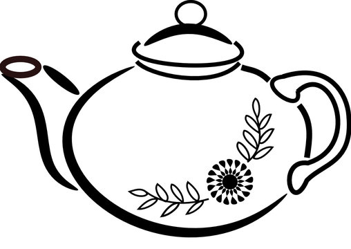 Black antique teapot on a white background
