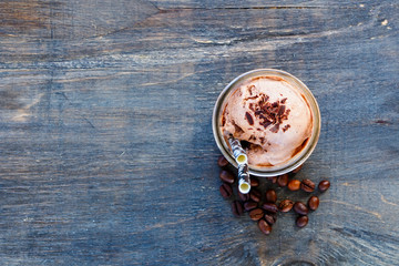 Ice coffee with whipped cream