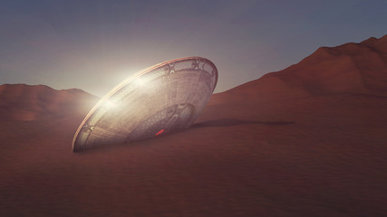 Fototapeta na wymiar UFO spaceship technology and planet