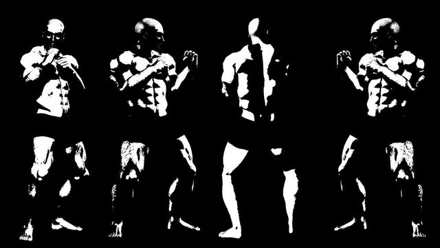 Boxer. Animated man silhouette. Alpha channel. 4k video.