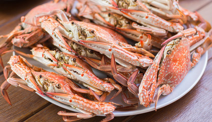 Baked sea crab seafood.