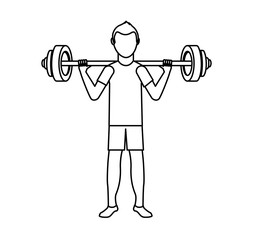 athlete avatar character weight lifting icon vector illustration design