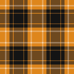 seamless orange, black tartan with white stripes