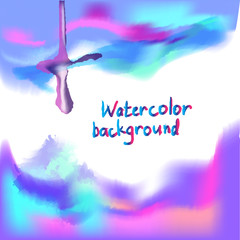 Watercolor background in blue and violet