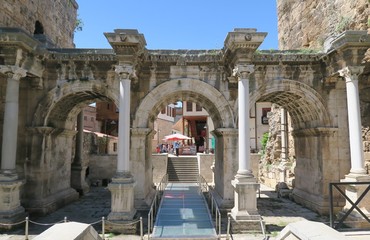 The Roman Hadrians Gate in Antalya Oldtown Kaleici, Turkey