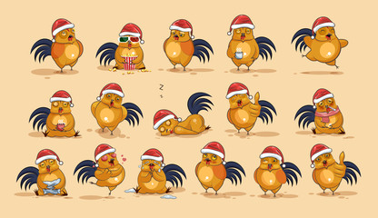 Illustrations isolated Emoji character cartoon Cock stickers emoticons with different emotions © derdy