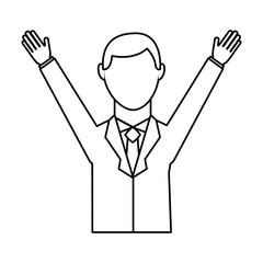 businessman avatar with hands up vector illustration design