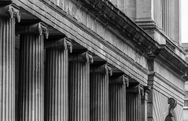 Row Of Ionic Columns In Black And White Tone