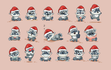 Illustrations isolated Emoji character cartoon Raccoon cub sticker emoticons with different emotions