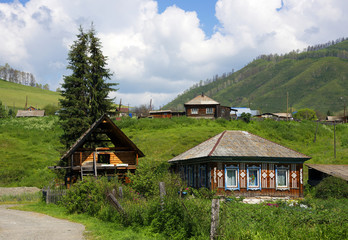 Fototapeta na wymiar Tyungur village in Altai Republic, Russian Federation