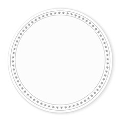 simple white round banner with stars on border