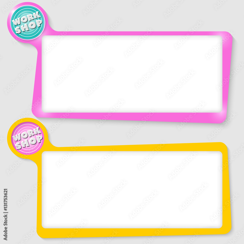 Poster set of two text boxes for your text and the words workshop