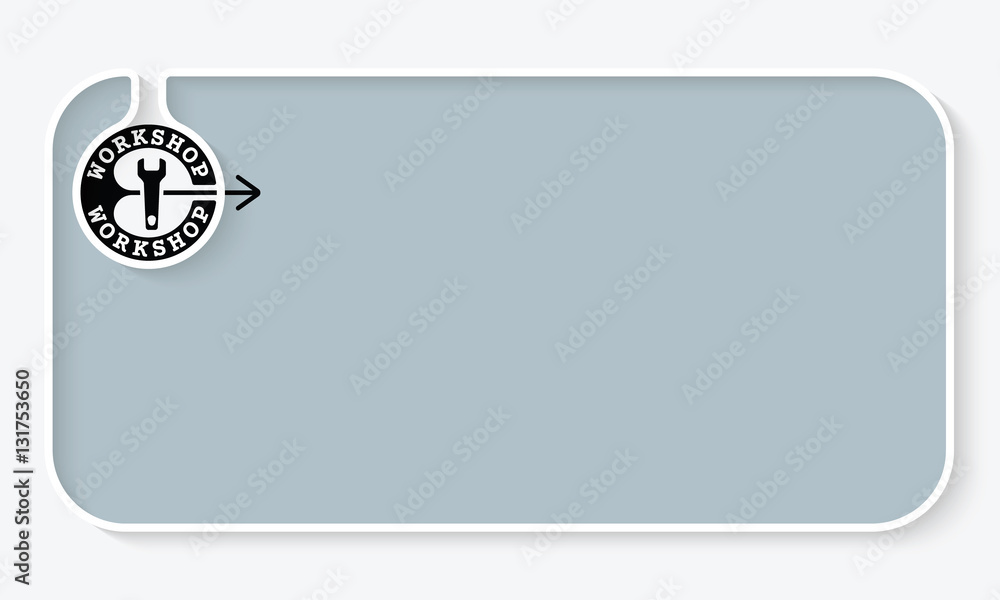 Poster simple white text box for your text and workshop icon