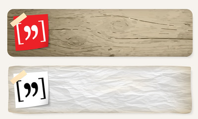 Obraz premium Two banners and quotation mark symbol