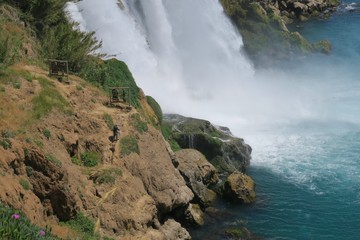 Fototapeta na wymiar Close View of Duden Waterfall in Antalya - Turkey