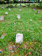 vertical composition of tombs on the grass
