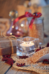 Composition of spa treatment. Natural handmade soap and sea salt