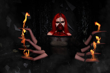 many arms halloween dark black witch