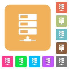 Data network rounded square flat icons