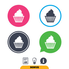 Muffin sign icon. Cupcake symbol.