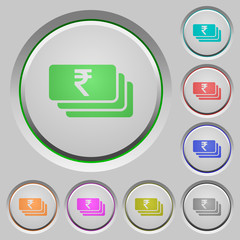 Indian Rupee banknotes push buttons