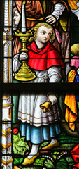 Obraz premium Stained Glass - Altar Boy and Candelabrum