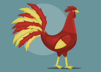 Vector cartoon illustration of rooster.