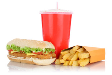 Chickenburger Chicken Hühnchen Burger Menü Pommes Frites Getr