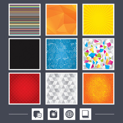 Social media icons. Chat speech bubble and Globe.