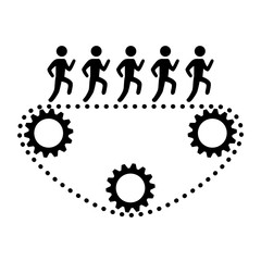 people and gears icon over white background. teamwork concept. vector illustration