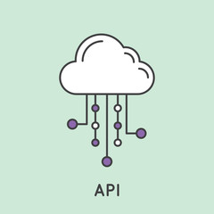 Simple Vector Icon Style Illustration of Application Programming Interface API Technology