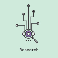 Simple Vector Icon Style Illustration of Research Process