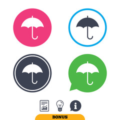 Umbrella sign icon. Rain protection symbol.