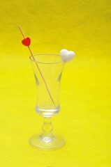 Valentine's Day. A shooter glass with hearts