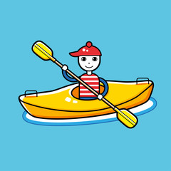 Man paddling in a kayak.