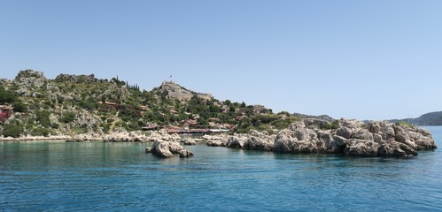 Naklejka premium Kekova Island and the Ruins of the Sunken City Simena in the Antalya Province, Turkey